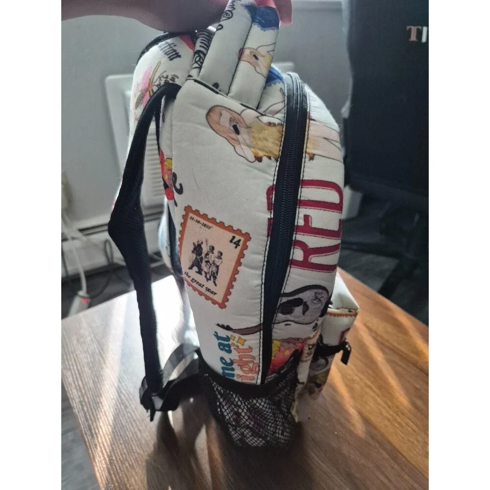 Taylor Swift Eras Tour Collage Backpack White Red 1989 Lover Swiftie School Bag
